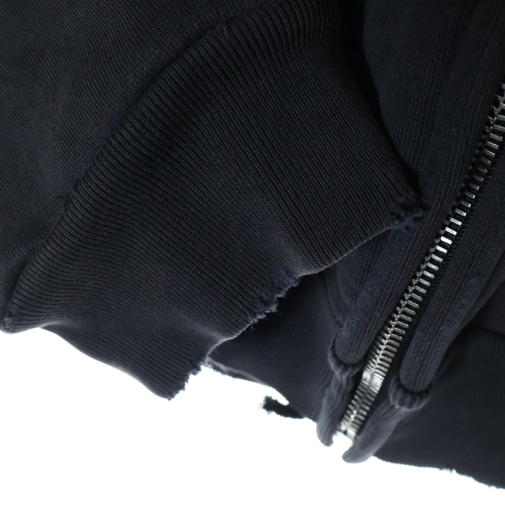 BALENCIAGA(バレンシアガ) 25AW Tacky Tattoo Zip Up Hoodie ダメージ加工 タトゥー ロゴ ラインストーン ジップアップ スウェットパーカー フーディー ブラック 811611 TRVS3