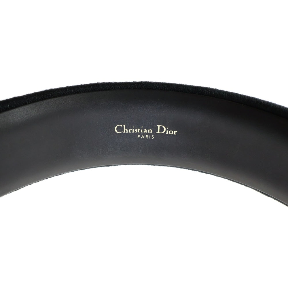 Christian Dior(クリスチャンディオール) オブリーク カチューシャ ヘアバンド キャンバス×レザー ブラック×ホワイト レディース