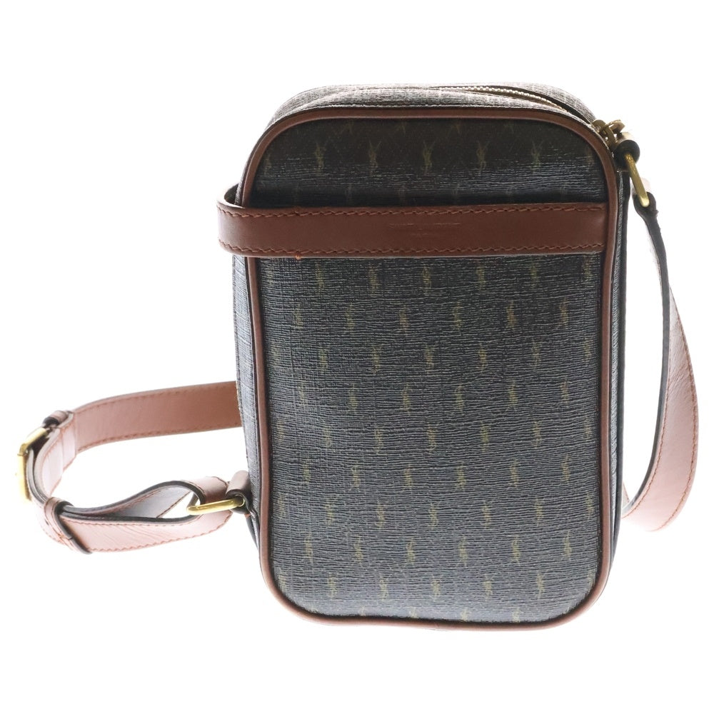 SAINT LAURENT PARIS(サンローランパリ) YSL ロゴ PVC レザー クロスボディ ショルダーバッグ ブラウン