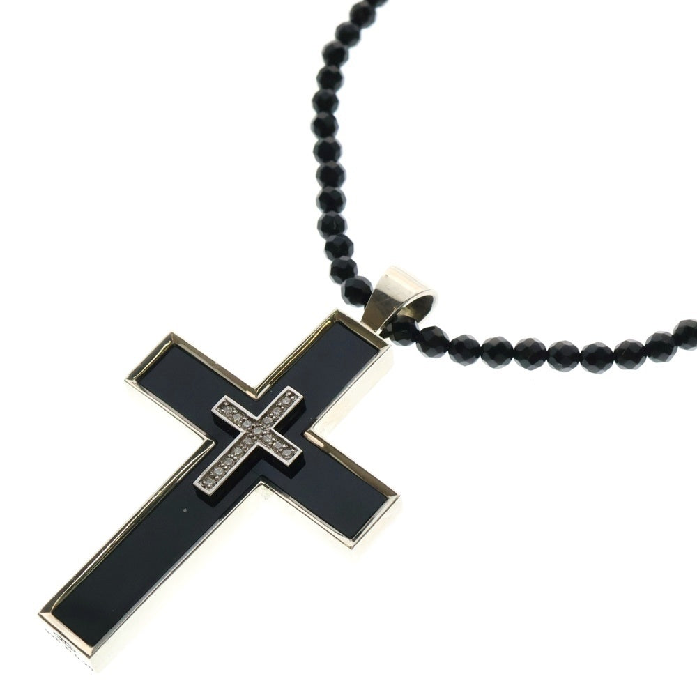 Justin Davis(ジャスティンデイヴィス) SUPER DELUXE CROSS スーパーデラックスクロス オニキス×ダイヤ D0.20 ネックレス シルバー TINY ONYXチェーンセット SPJ120/SNJ330