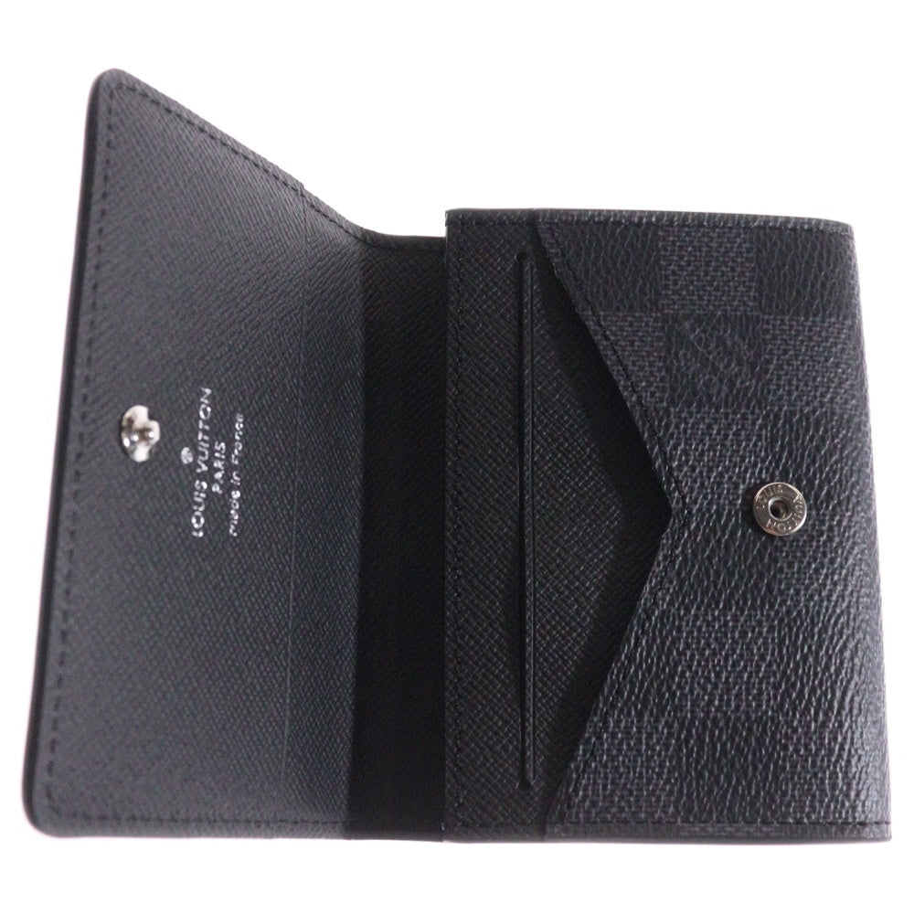 LOUIS VUITTON(ルイヴィトン) ダミエ・グラフィット アンヴェロップ・カルト ドゥ ヴィジット 三つ折り財布 名刺入れ カードケース ウォレット ブラック PVC N63338