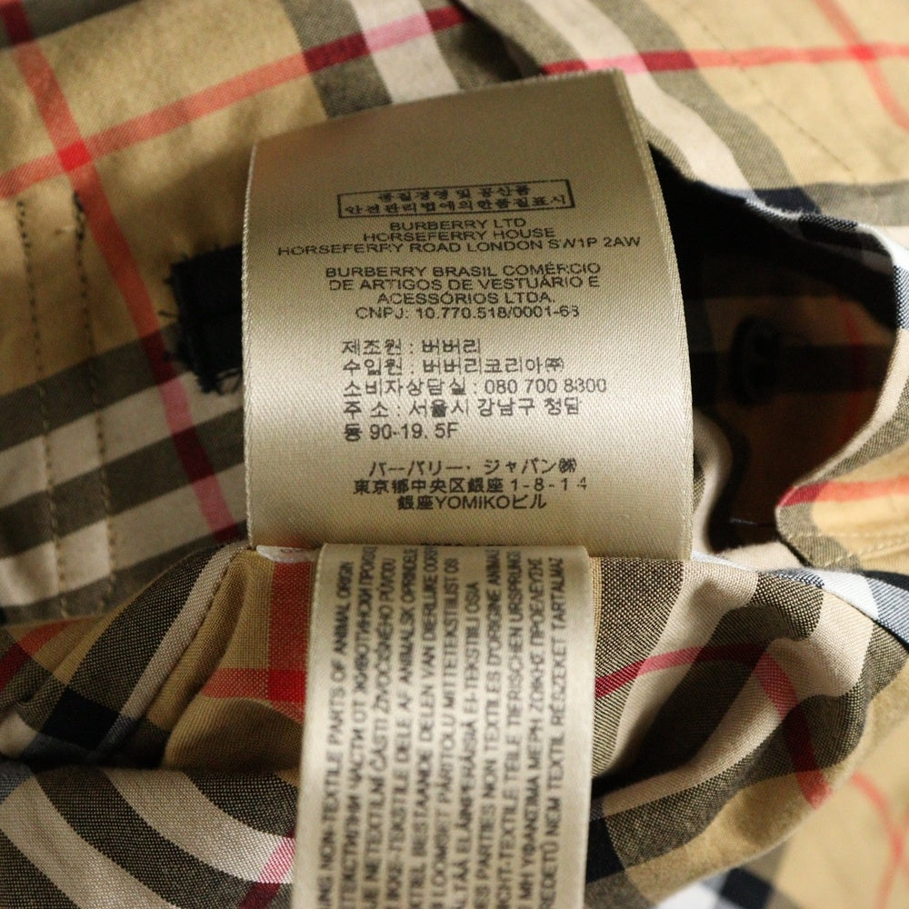 BURBERRY(バーバリー) 裏地ノバチェック総柄 比翼ボタン ラグランスリーブ ステンカラーコート ブラック 2850/67Q