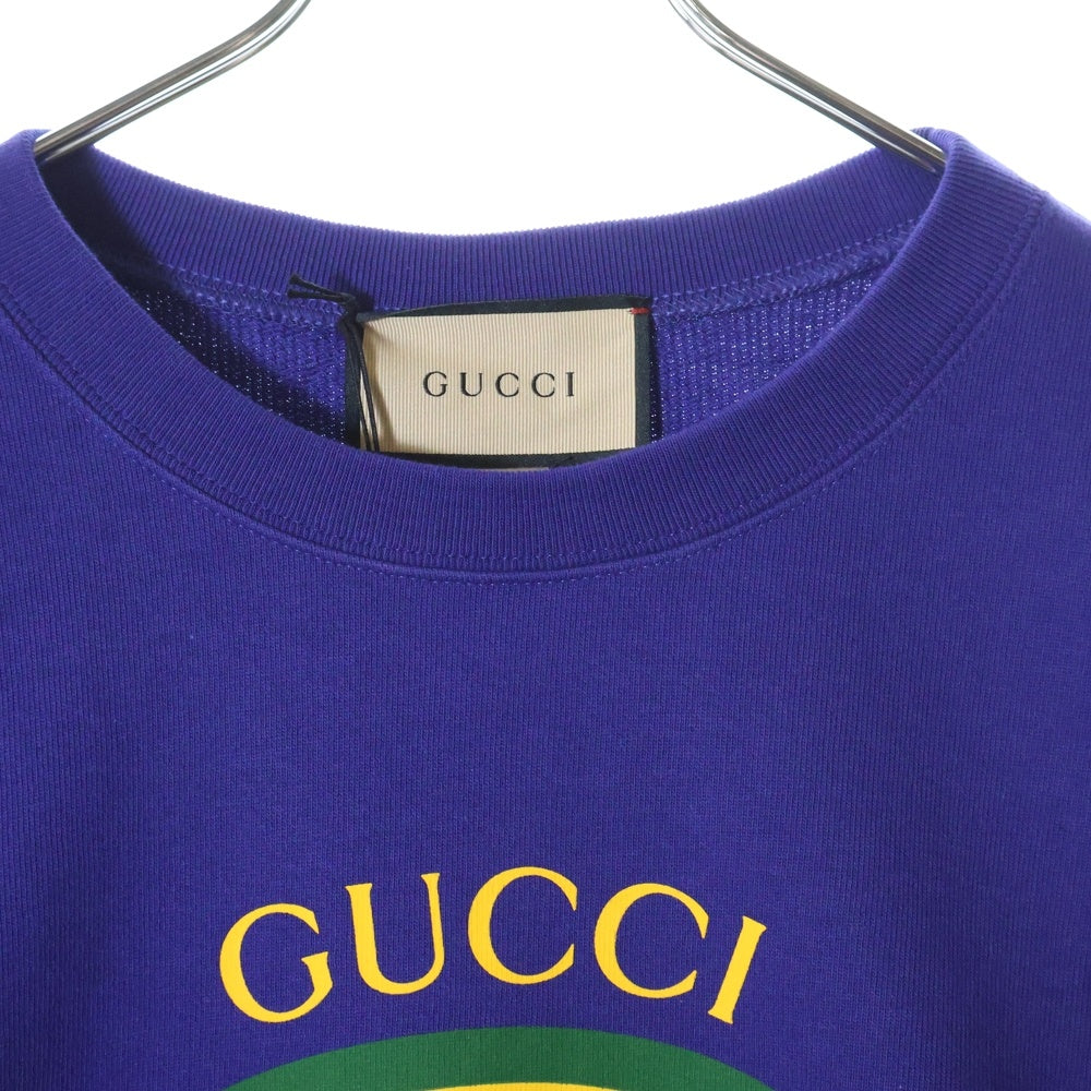 GUCCI(グッチ) インターロッキング G フロントロゴプリント クルーネック プルオーバースウェットトレーナー ブルー 747809