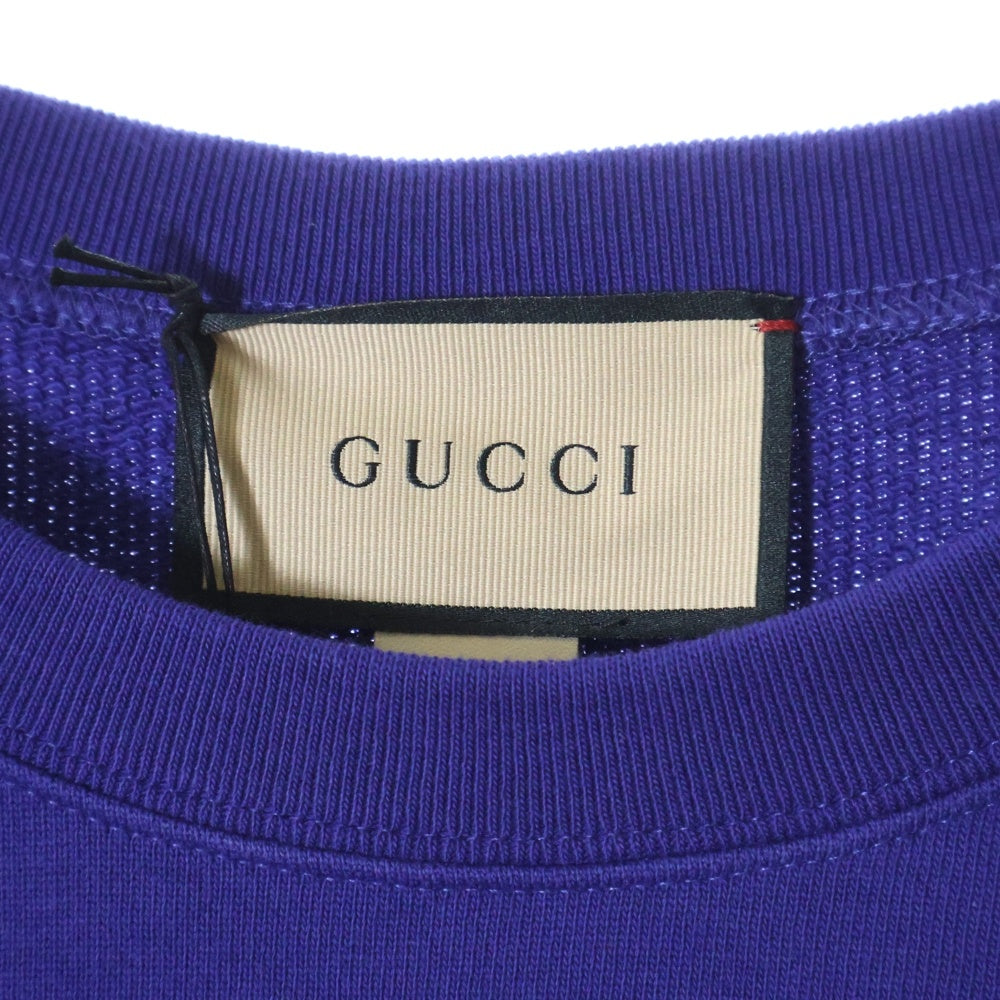 GUCCI(グッチ) インターロッキング G フロントロゴプリント クルーネック プルオーバースウェットトレーナー ブルー 747809