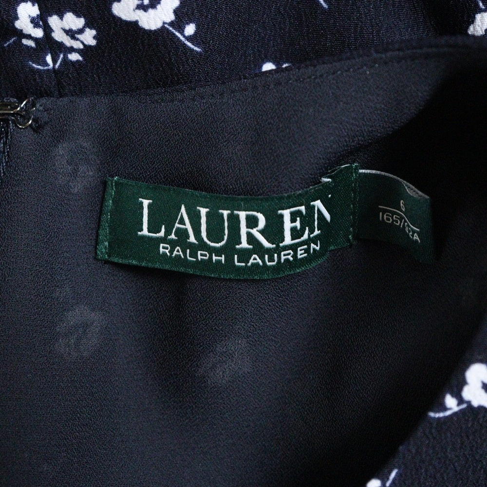 LAUREN RALPH LAUREN(ローレンラルフローレン) ノースリーブフラワーワンピース 花柄 ネイビー