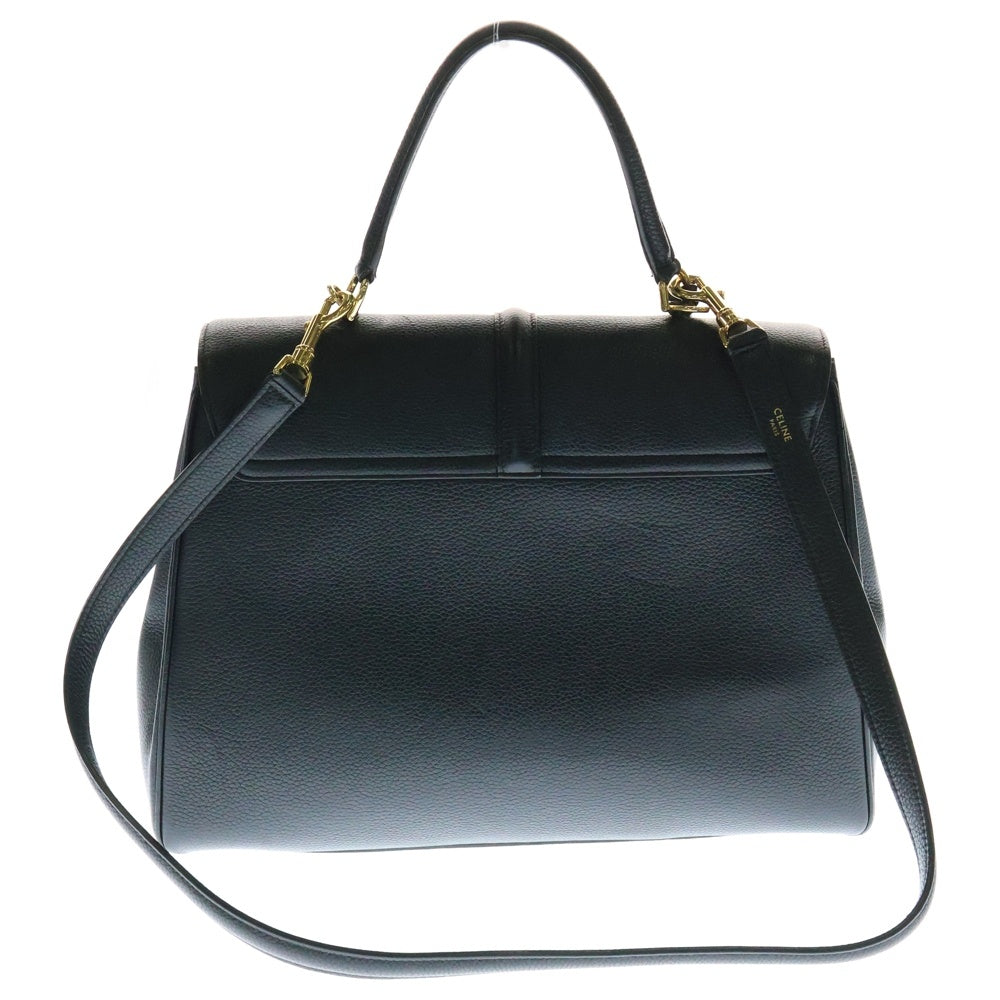 CELINE(セリーヌ) クラシック16 セーズ ミディアム 2WAY レザーハンドバッグ ショルダーバッグ ブラック レディース