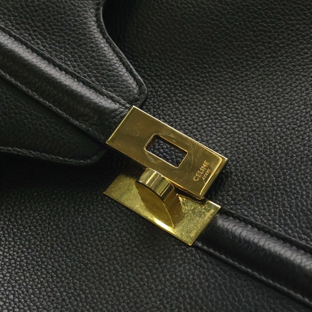 CELINE(セリーヌ) クラシック16 セーズ ミディアム 2WAY レザーハンドバッグ ショルダーバッグ ブラック レディース
