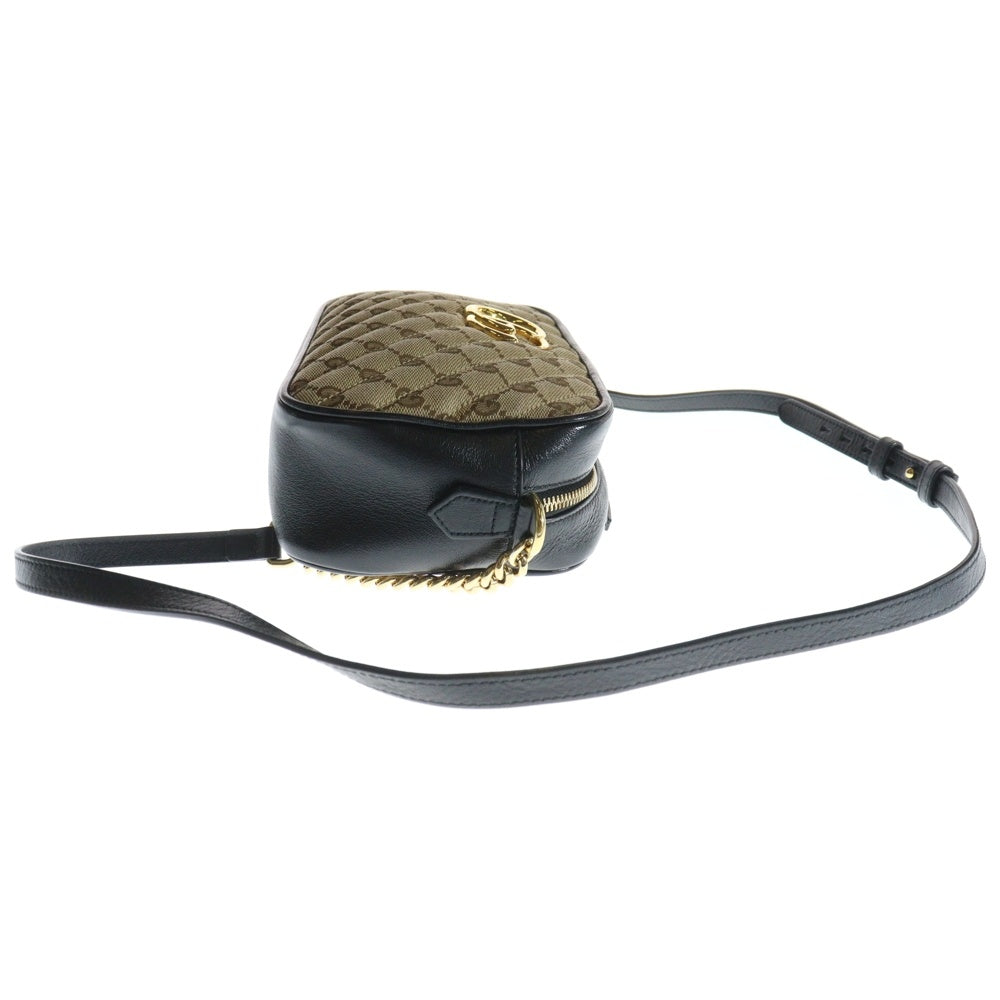 GUCCI(グッチ) GGマーモント レザー切替キルティングチェーンショルダーバッグ ベージュ/ブラック 447632