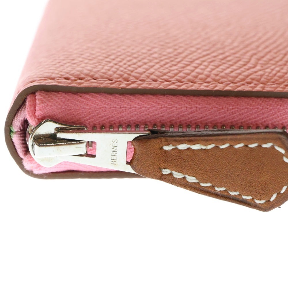 HERMES(エルメス) アザップ シルクイン コンパクト 財布 ローズコンフェッティ ヴォーエプソン SV金具 D刻印