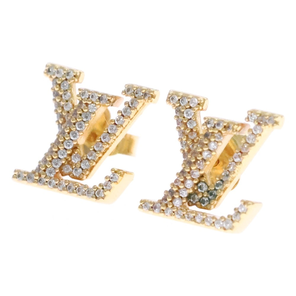 LOUIS VUITTON(ルイヴィトン) LVアイコニック ストラス ロゴ ラインストーン スタッドピアス ゴールド M00609