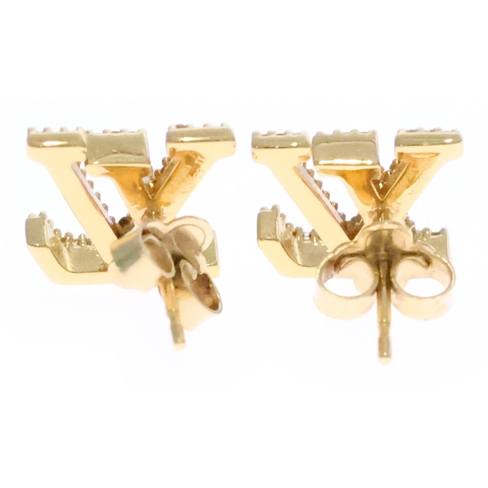 LOUIS VUITTON(ルイヴィトン) LVアイコニック ストラス ロゴ ラインストーン スタッドピアス ゴールド M00609
