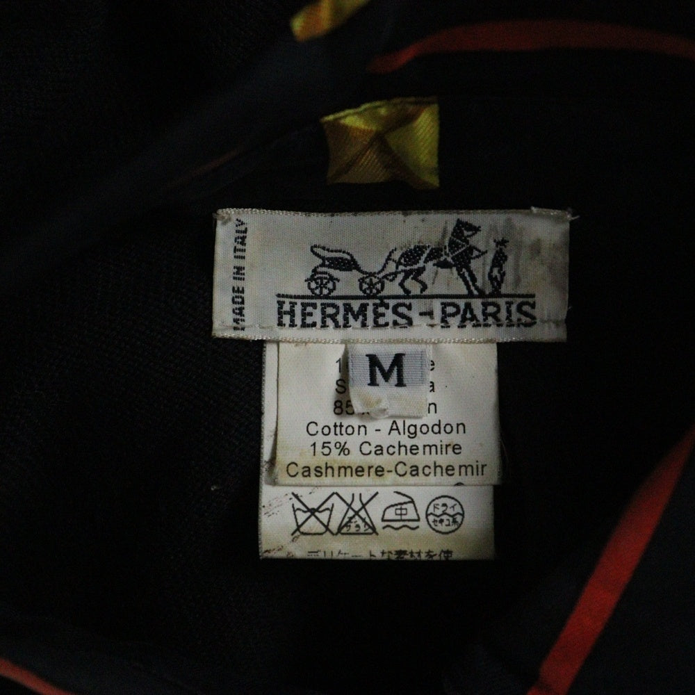 HERMES(エルメス) オールドエルメス シルク切替半袖シャツ スカーフ柄 ブラック