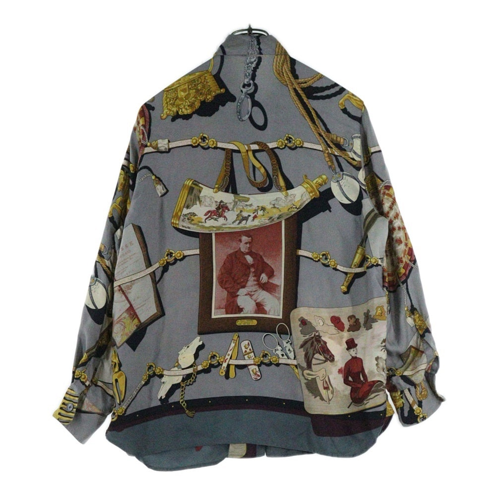 HERMES(エルメス) スカーフパターン シルク長袖シャツ グレー
