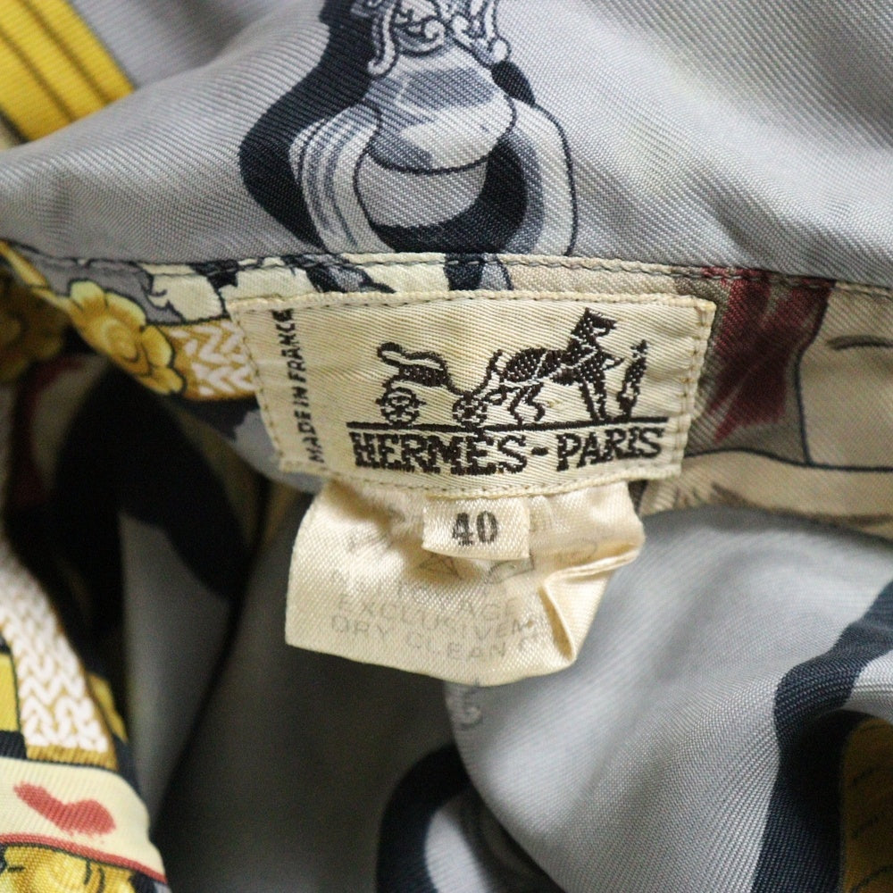 HERMES(エルメス) スカーフパターン シルク長袖シャツ グレー
