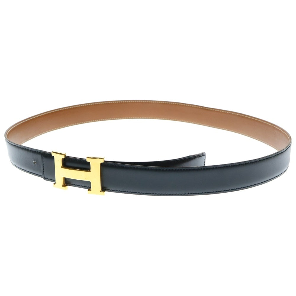 HERMES(エルメス) コンスタンスベルト Hバックル リバーシブル ボックスカーフ GD金具 ブラック/ブラウン 〇V刻印