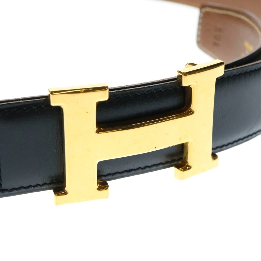 HERMES(エルメス) コンスタンスベルト Hバックル リバーシブル ボックスカーフ GD金具 ブラック/ブラウン 〇V刻印