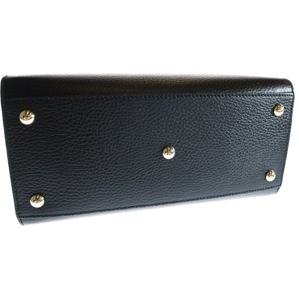 GUCCI(グッチ) インターロッキングG ソーホー レザー 2WAY ハンド ショルダーバッグ シルバー金具 ブラック 607722