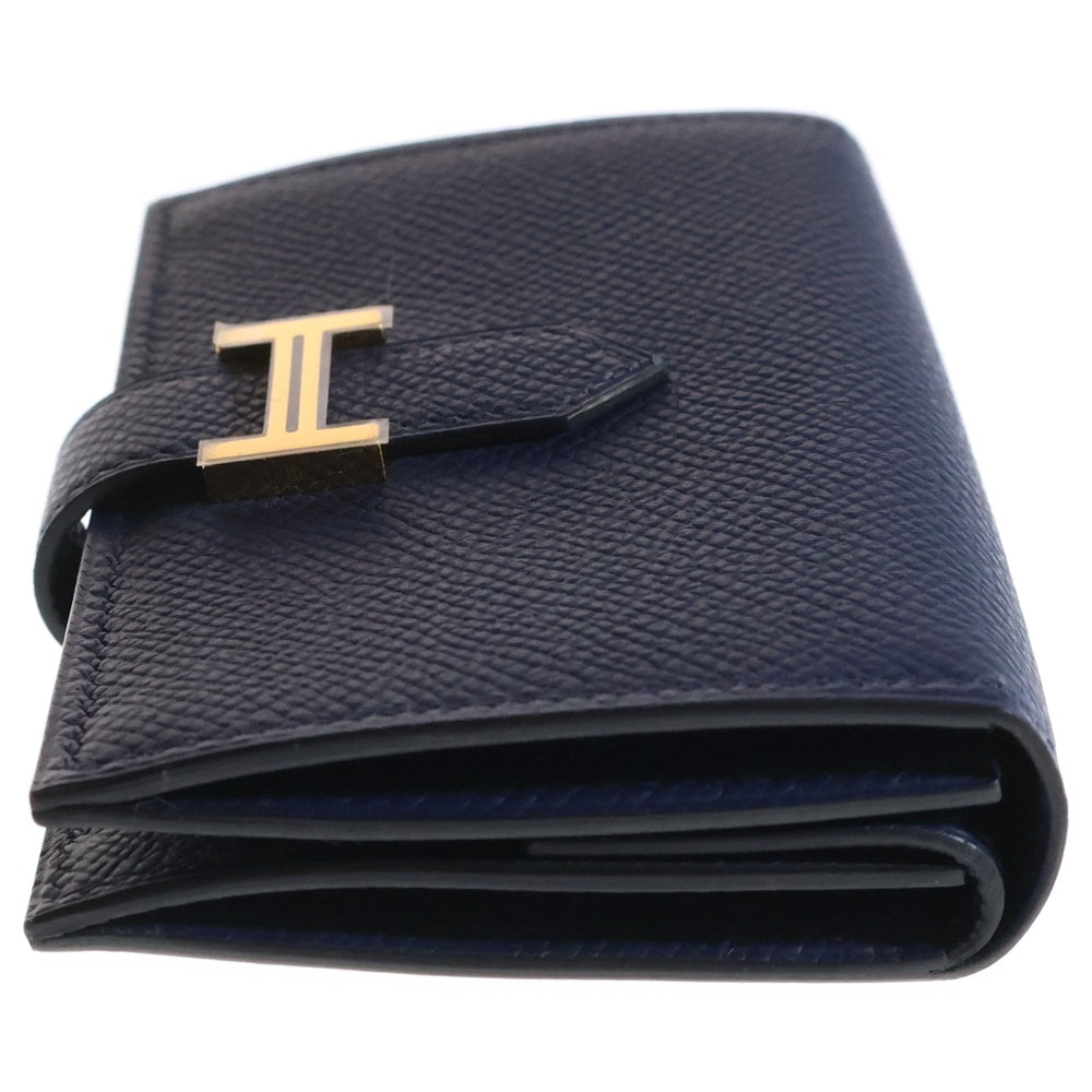 HERMES(エルメス) ベアン ミニ ブルーインディゴ エプソン カードケース ウォレット コインケース 財布 ゴールド金具 レザー W刻印