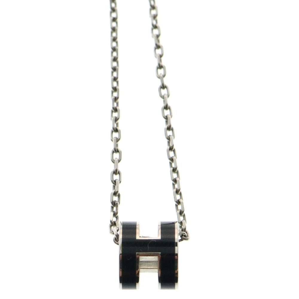 HERMES(エルメス) ポップアッシュミニ ネックレス ペンダント チェーン ブラック×シルバー