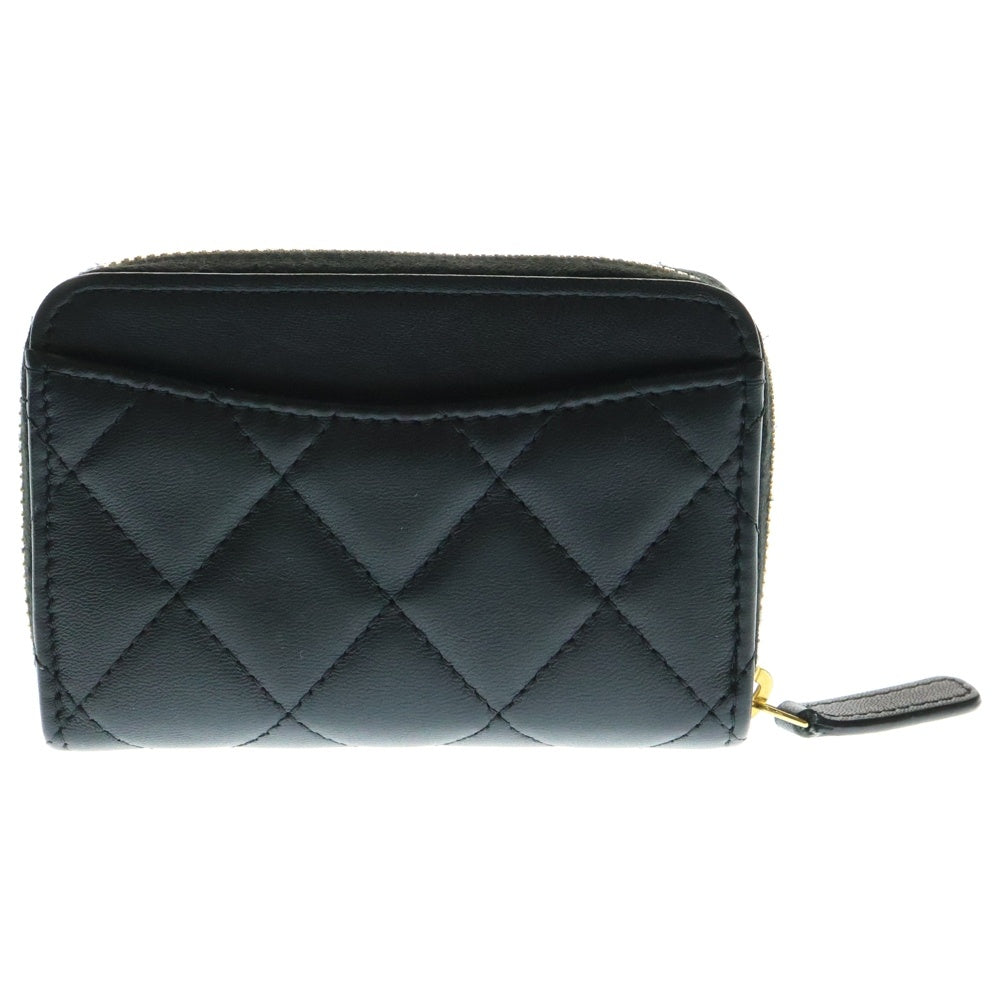 CHANEL(シャネル) タイムレス クラシック ジップコインケース コンパクトウォレット 財布 ブラック ゴールド金具 ラムスキン