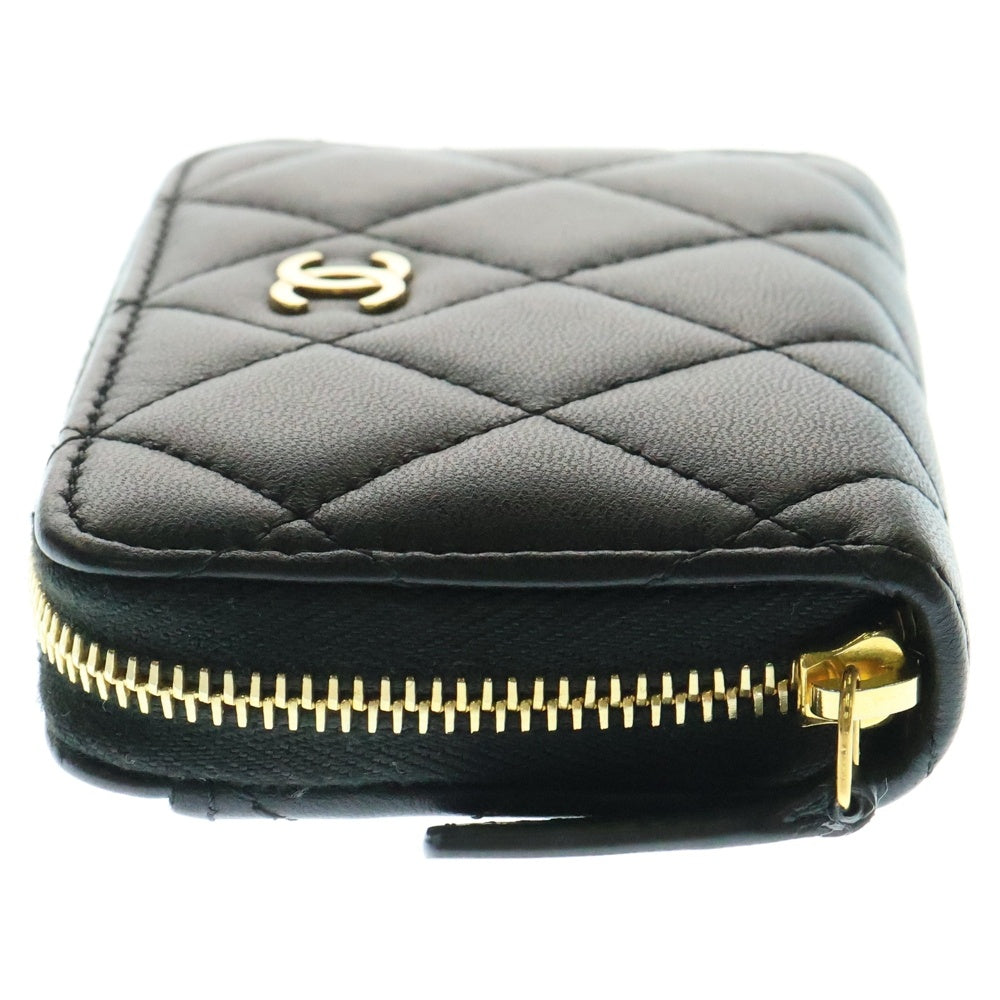CHANEL(シャネル) タイムレス クラシック ジップコインケース コンパクトウォレット 財布 ブラック ゴールド金具 ラムスキン