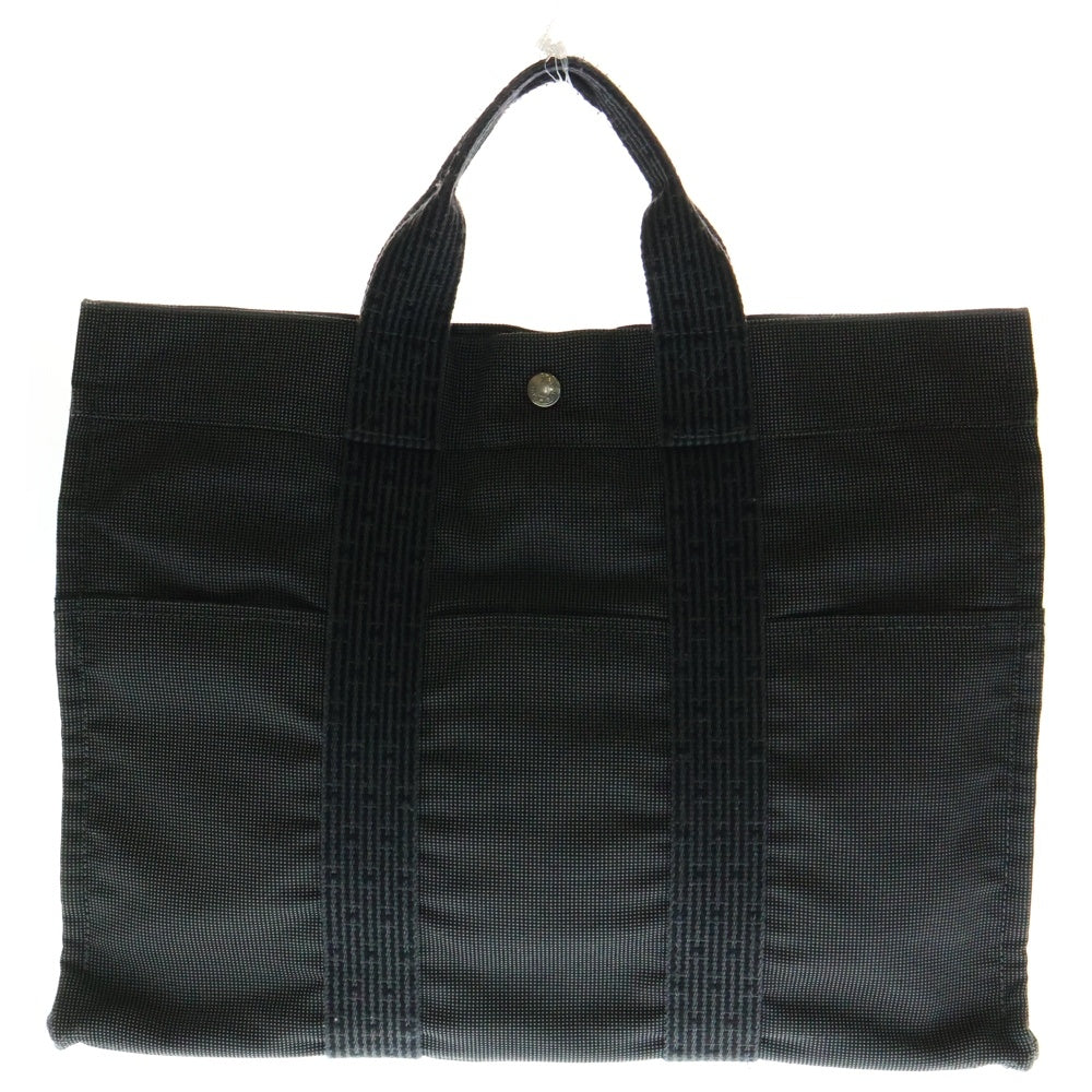HERMES(エルメス) エールラインMM ハンドバッグ トートバッグ ネイビー キャンバス シルバー金具