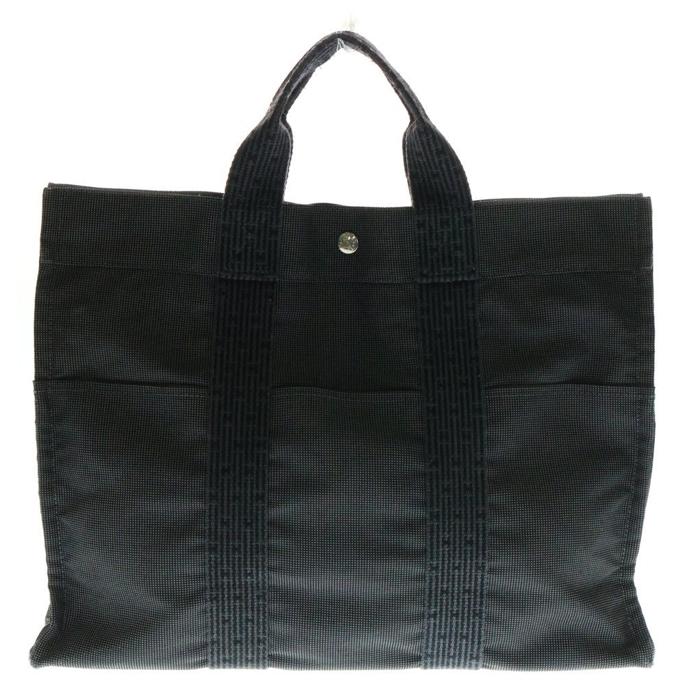 HERMES(エルメス) エールラインMM ハンドバッグ トートバッグ ネイビー キャンバス シルバー金具