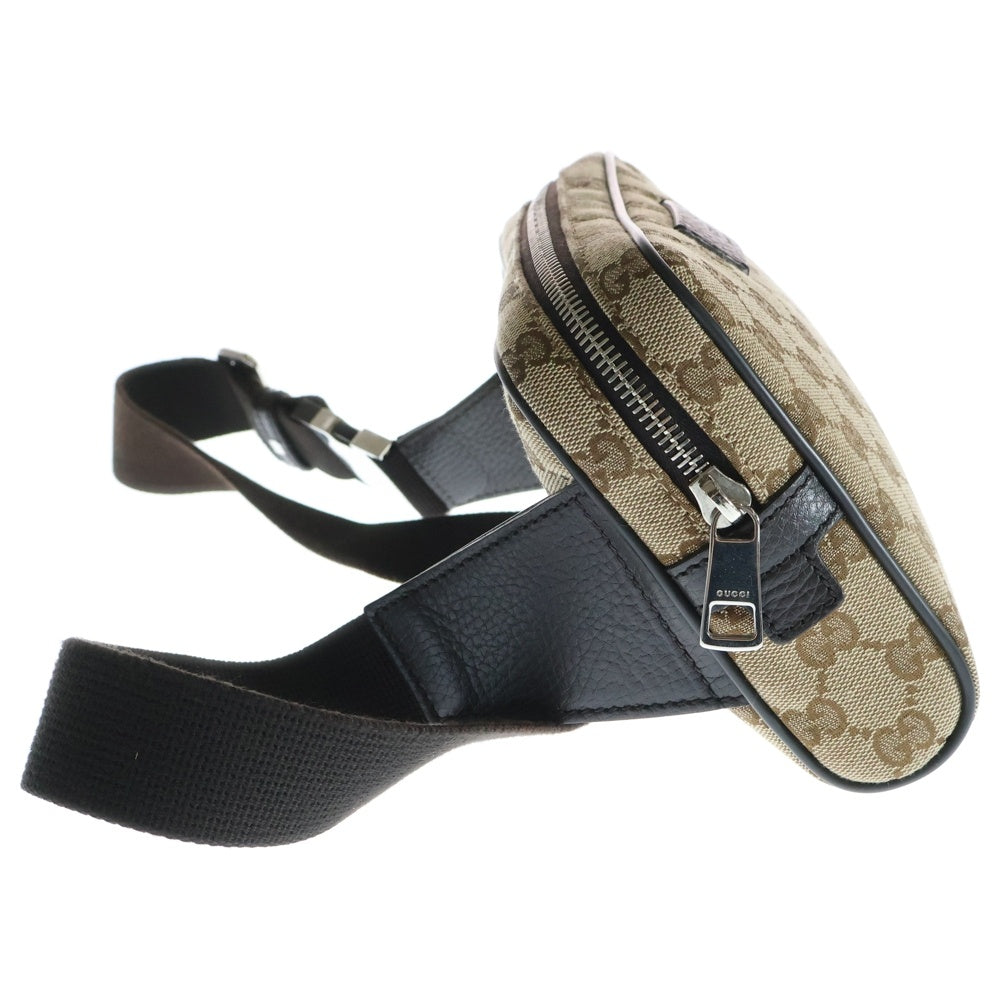 GUCCI(グッチ) GGキャンバス ボディバッグ ウエストバッグ ショルダーバッグ ブラウン×ベージュ シルバー金具 レザー×キャンバス 449174 レディース