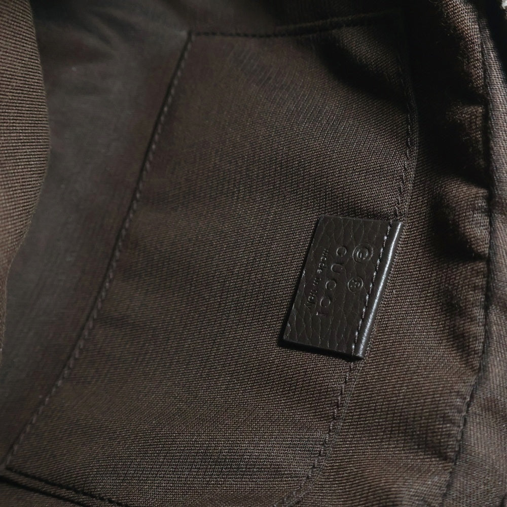 GUCCI(グッチ) GGキャンバス ボディバッグ ウエストバッグ ショルダーバッグ ブラウン×ベージュ シルバー金具 レザー×キャンバス 449174 レディース