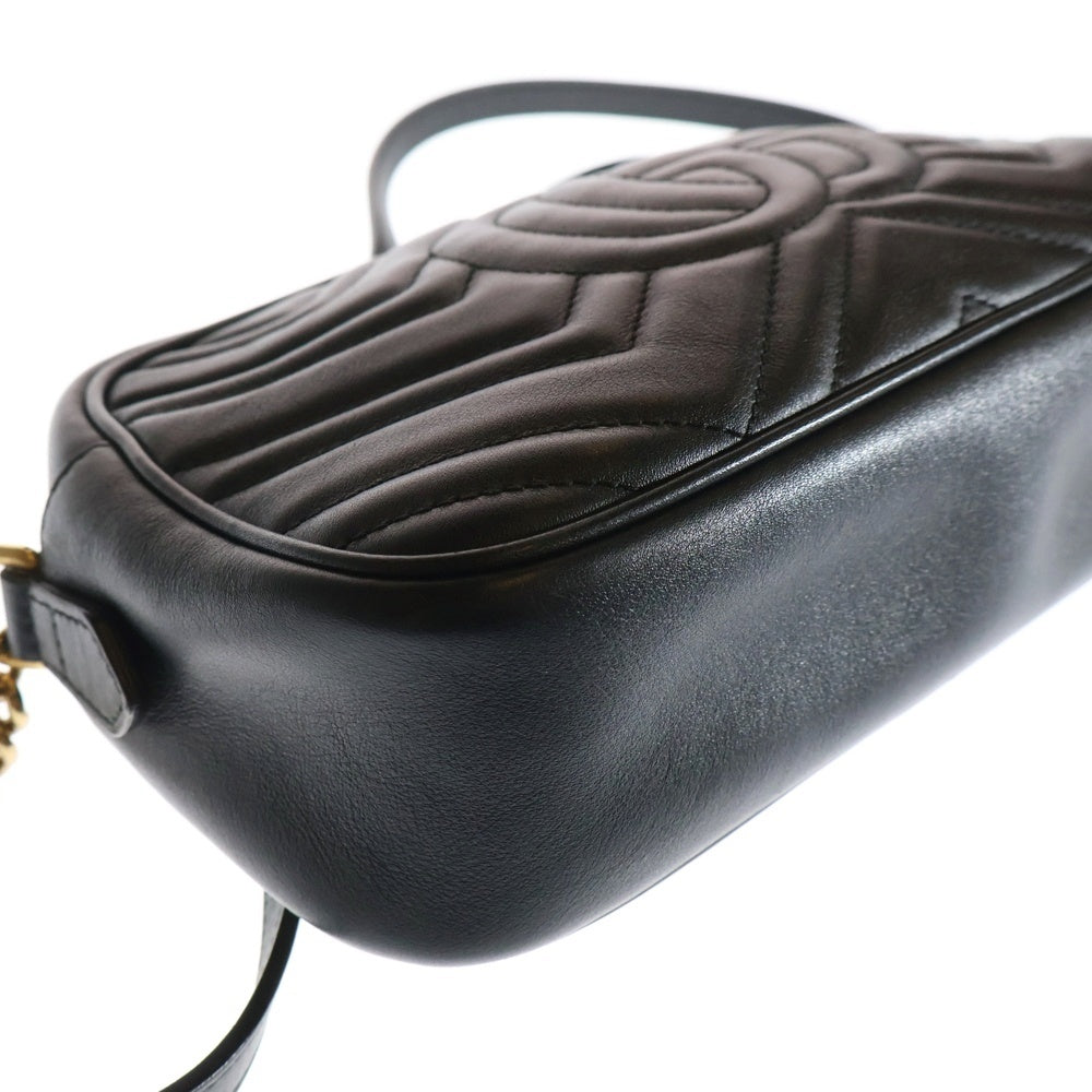 GUCCI(グッチ) GGマーモント キルティングスモールショルダーバッグ ミニバッグ ブラック ゴールド金具 447632