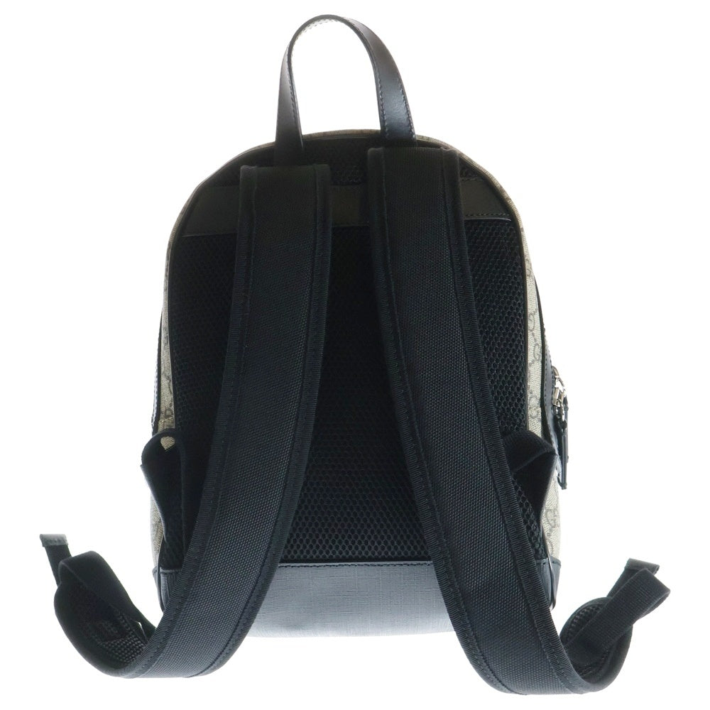GUCCI(グッチ) GGスプリーム スモール バックパック リュックサック PVC×レザー ベージュ×ブラック シルバー金具 429020
