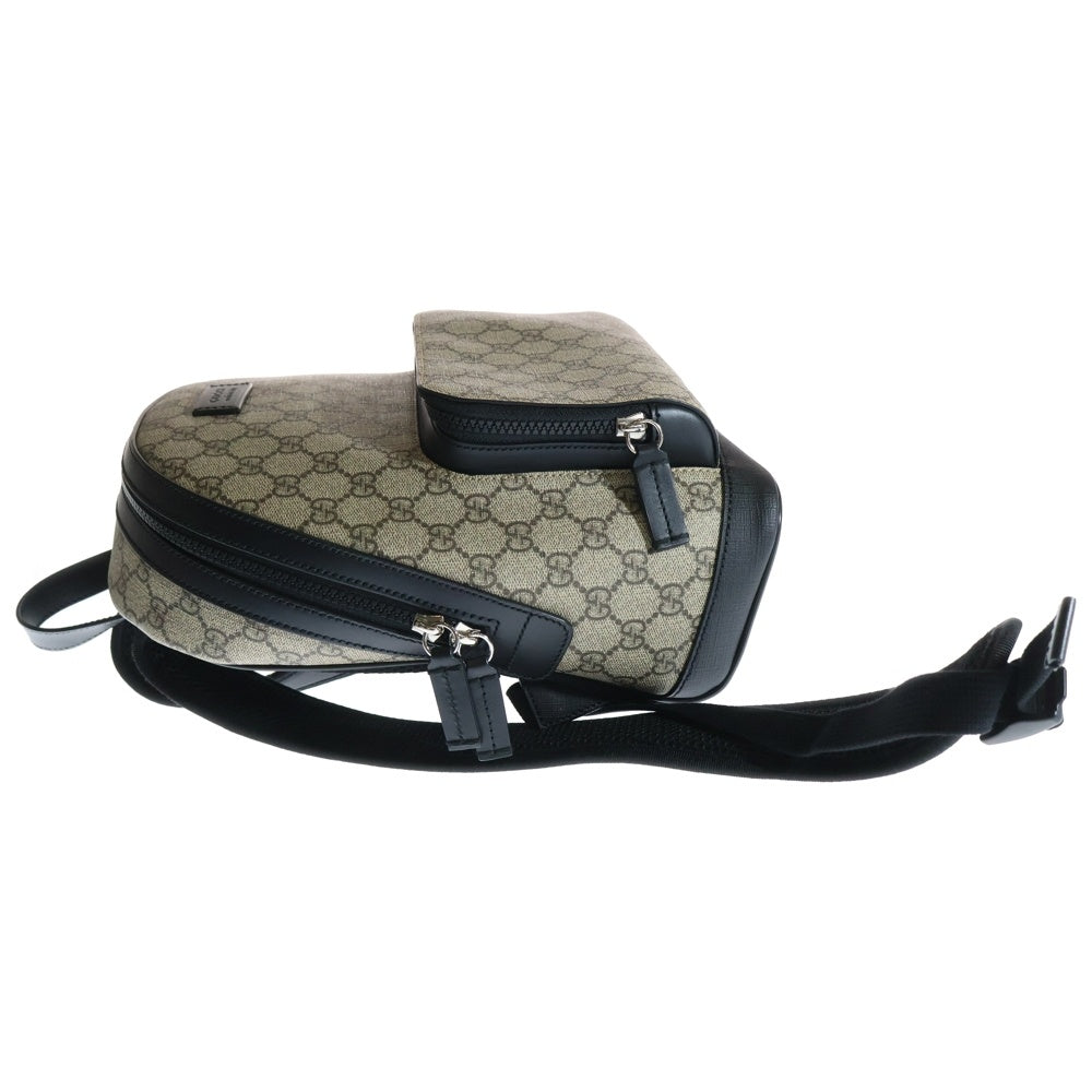 GUCCI(グッチ) GGスプリーム スモール バックパック リュックサック PVC×レザー ベージュ×ブラック シルバー金具 429020