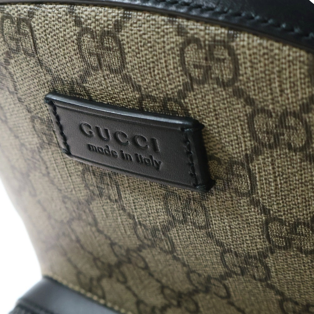 GUCCI(グッチ) GGスプリーム スモール バックパック リュックサック PVC×レザー ベージュ×ブラック シルバー金具 429020