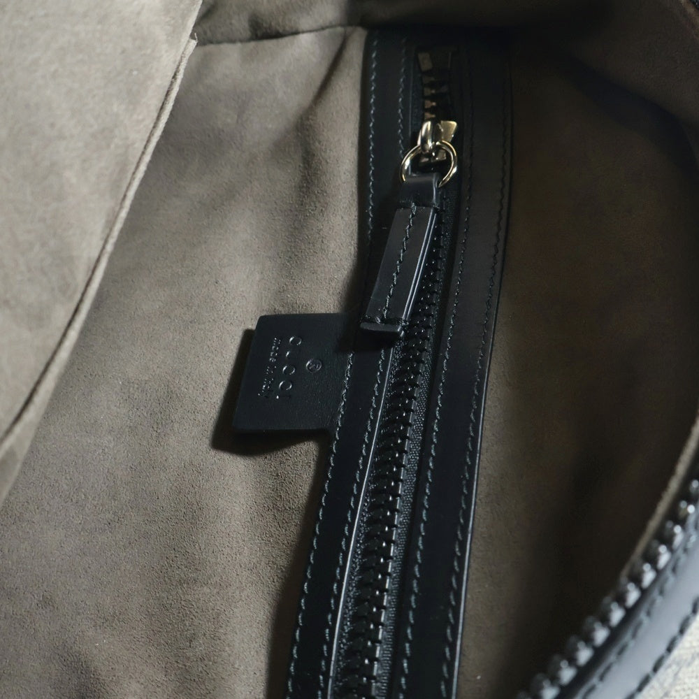 GUCCI(グッチ) GGスプリーム スモール バックパック リュックサック PVC×レザー ベージュ×ブラック シルバー金具 429020