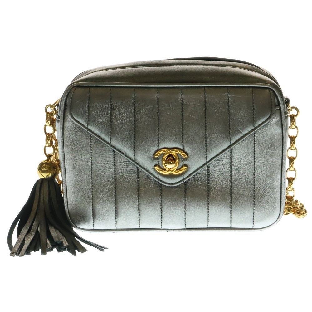 CHANEL(シャネル) マドモアゼル チェーンショルダーバッグ ミニバッグ シルバー ラムスキン ゴールド金具