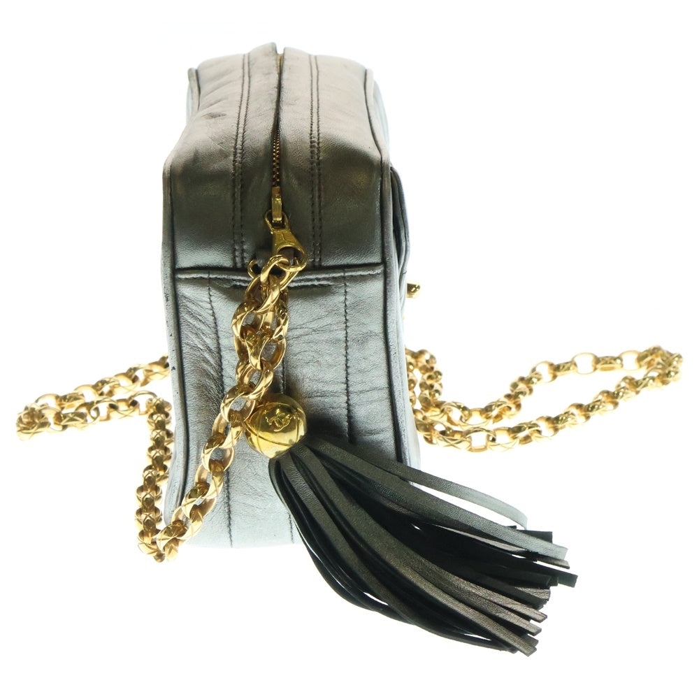 CHANEL(シャネル) マドモアゼル チェーンショルダーバッグ ミニバッグ シルバー ラムスキン ゴールド金具