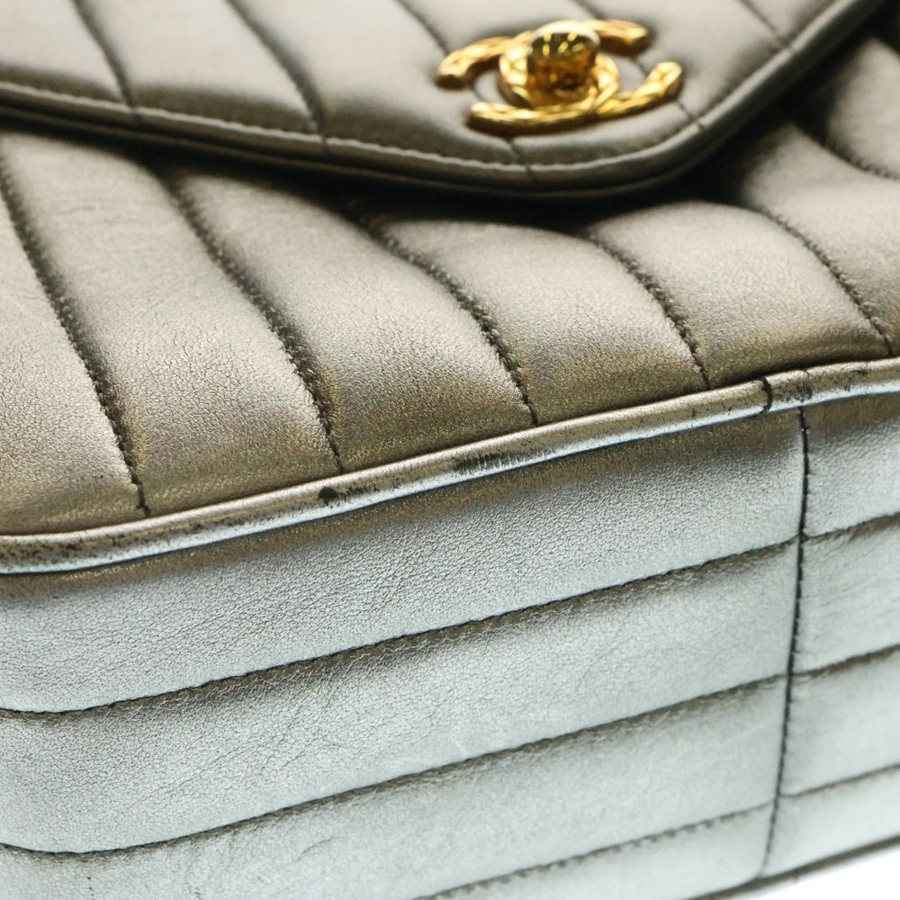 CHANEL(シャネル) マドモアゼル チェーンショルダーバッグ ミニバッグ シルバー ラムスキン ゴールド金具