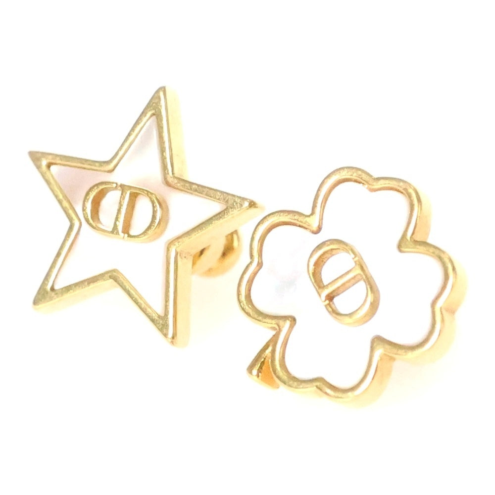 Christian Dior(クリスチャンディオール) CDロゴ デスティニー ピアス イヤーアクセサリー ホワイト×ゴールド GP