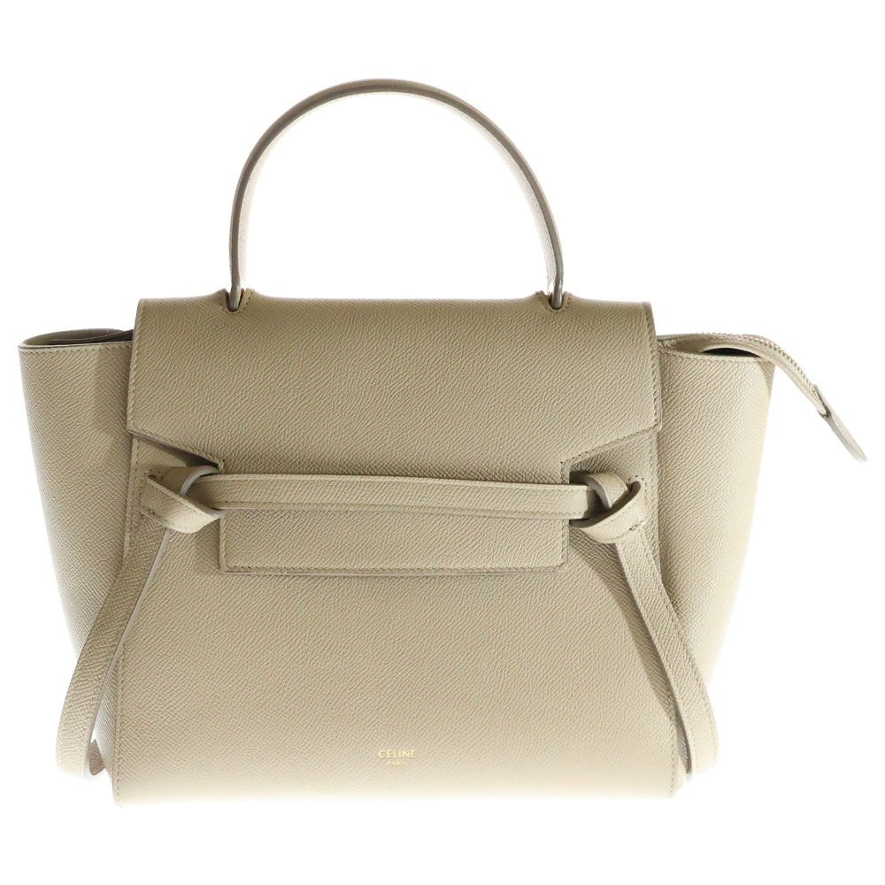 CELINE(セリーヌ) ベルトバッグ マイクロ レザー 2WAY ハンド ショルダーバッグ ゴールド金具 ベージュ