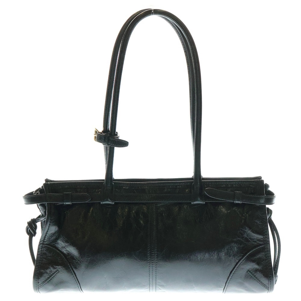 PRADA(プラダ) ボニー トライアングルロゴプレート ミディアム ハンドバッグ ブラックゴールド金具 レザー 1BA433