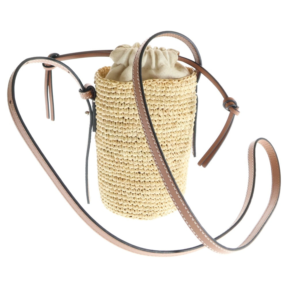 LOEWE(ロエベ) シリンダーポケット ショルダーバッグ ベージュ ラフィア×レザー