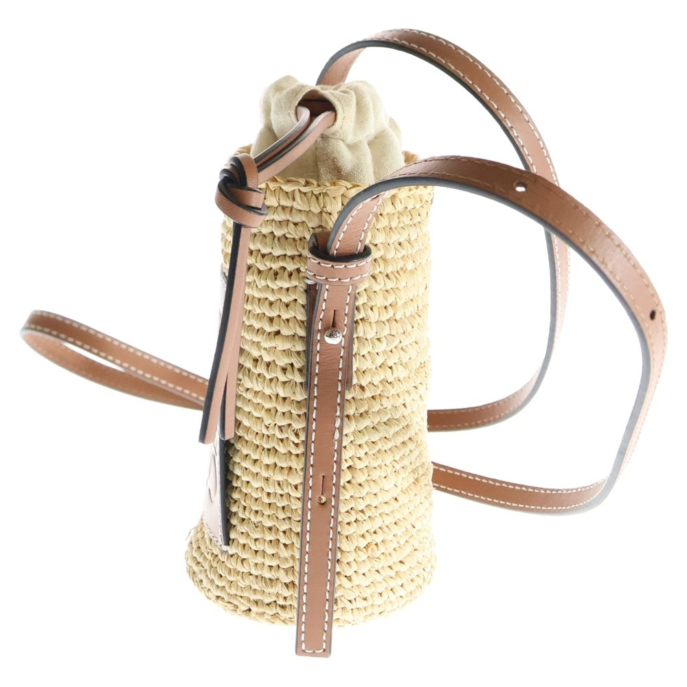 LOEWE(ロエベ) シリンダーポケット ショルダーバッグ ベージュ ラフィア×レザー