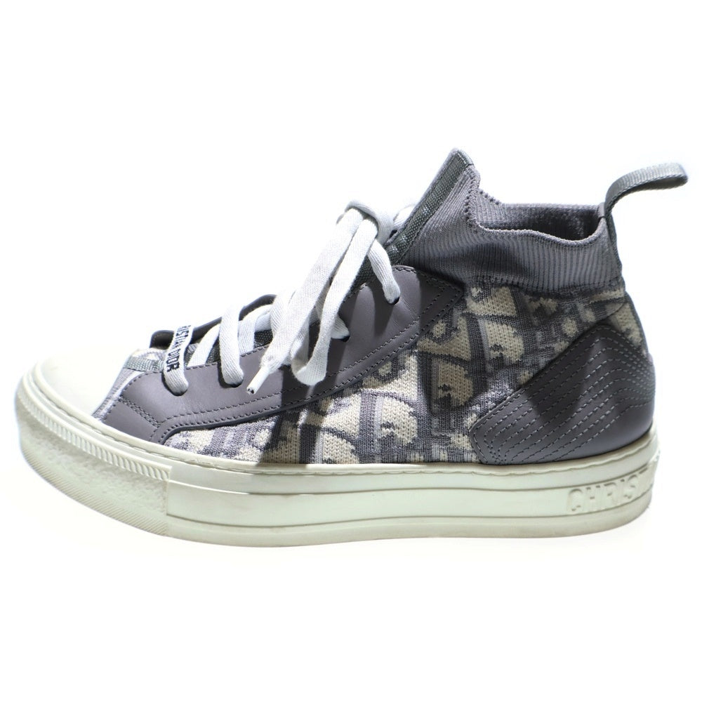 Christian Dior(クリスチャンディオール) Walk'n'Dior ウォーキンディオール オブリーク ニット レザー ソックス スニーカー ハイカットシューズ グレー