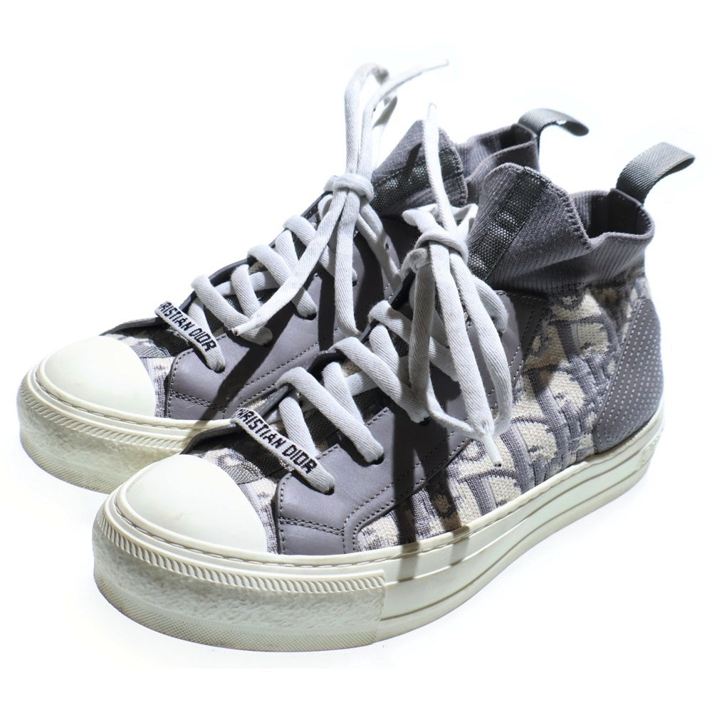 Christian Dior(クリスチャンディオール) Walk'n'Dior ウォーキンディオール オブリーク ニット レザー ソックス スニーカー ハイカットシューズ グレー