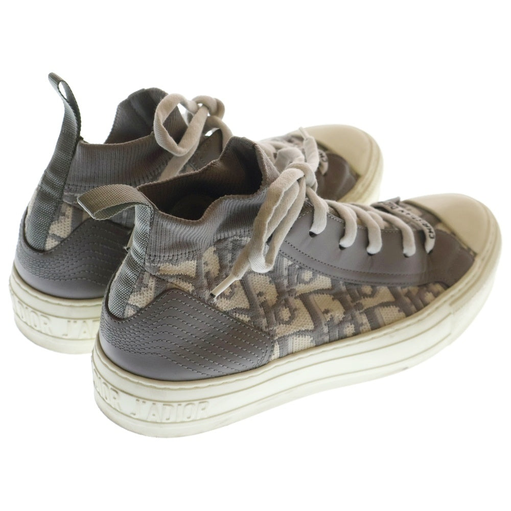 Christian Dior(クリスチャンディオール) Walk'n'Dior ウォーキンディオール オブリーク ニット レザー ソックス スニーカー ハイカットシューズ グレー
