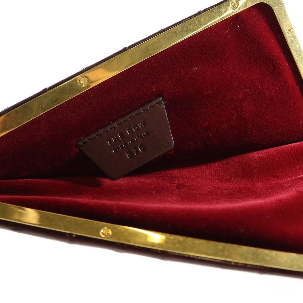 THE ROW(ザロウ) 留め具付きサングラスケース メガネケース 収納 レッド バーガンディ ウナギ革 ゴールド金具