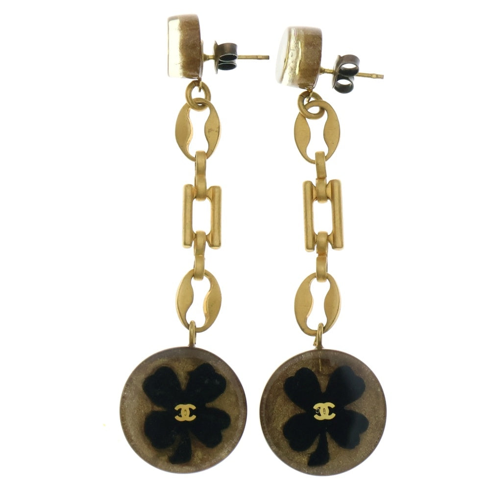 CHANEL(シャネル) ココマーク クローバー レジン チェーン ドロップピアス ゴールド 01C