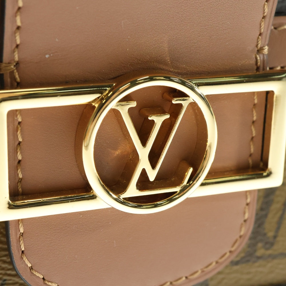 LOUIS VUITTON(ルイヴィトン) ドーフィーヌMM モノグラムリバース PVC レザー チェーン ショルダーバッグ ゴールド金具 ブラウン M44391