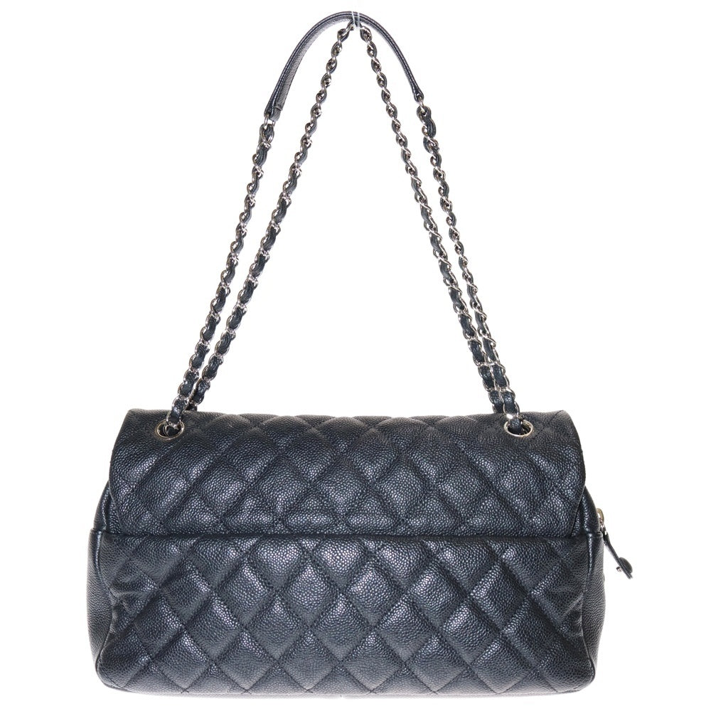 CHANEL(シャネル) デカマトラッセ30 ココマーク キャビアスキン レザー Sフラップ/Wチェーンショルダーバッグ SV金具 ブラック