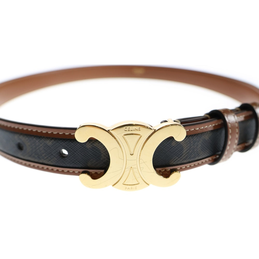 極美品✨CELINE セリーヌ　ベルト　レザー　トリオンフ　ゴールド　ブラウン CELINE(セリーヌ) トリオンフ ベルト ブラウン ゴールド金具 PVC 75